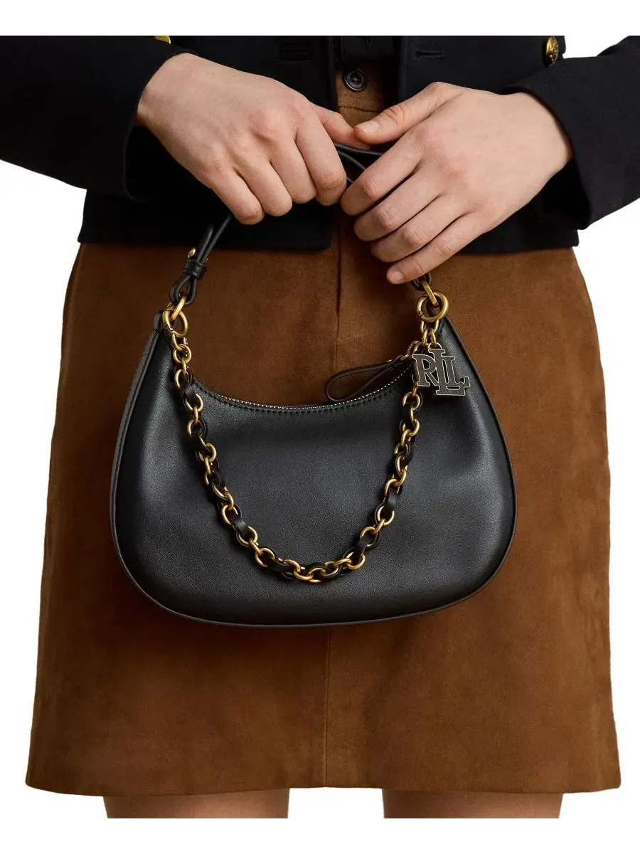 Сумка через плечо Marcy Medium из кожи Lauren Ralph Lauren — изображение 2 из 6, черный