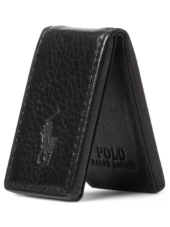 Мужской зажим для денег из шагреневой кожи Polo Ralph Lauren — изображение 2 из 3, черный
