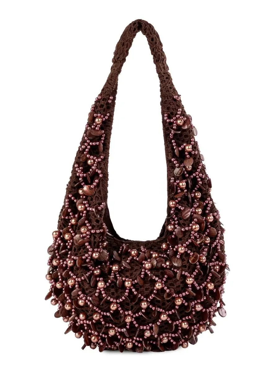 Сумка-хобо среднего размера Ariel Knit Sam Edelman — изображение 2 из 5, темный коричневый