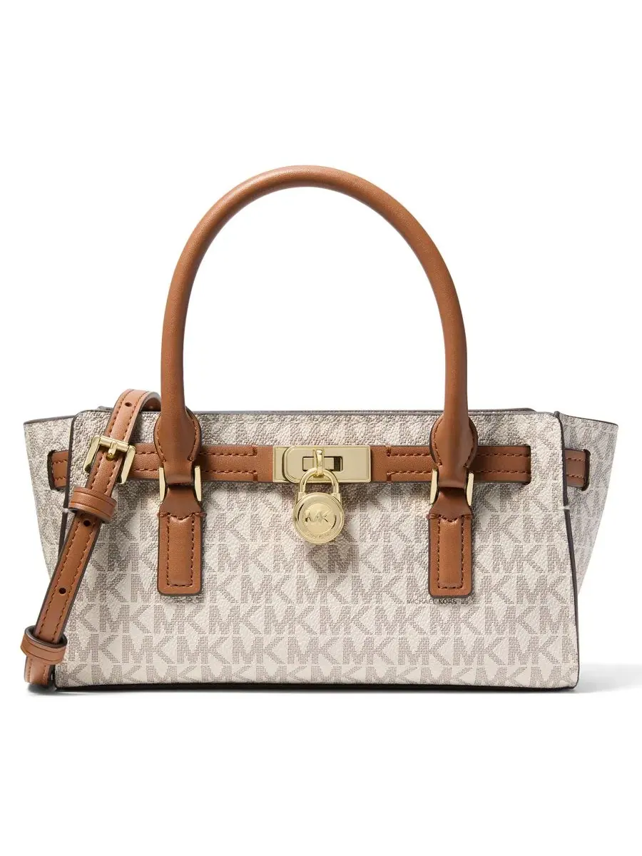 Сумка женская кросс-боди Michael Kors Hamilton Extra-Small Crossbody Satchel, ванильный/ореховый — изображение 1 из 3