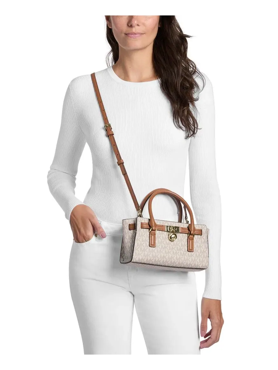 Сумка женская кросс-боди Michael Kors Hamilton Extra-Small Crossbody Satchel, ванильный/ореховый — изображение 3 из 3