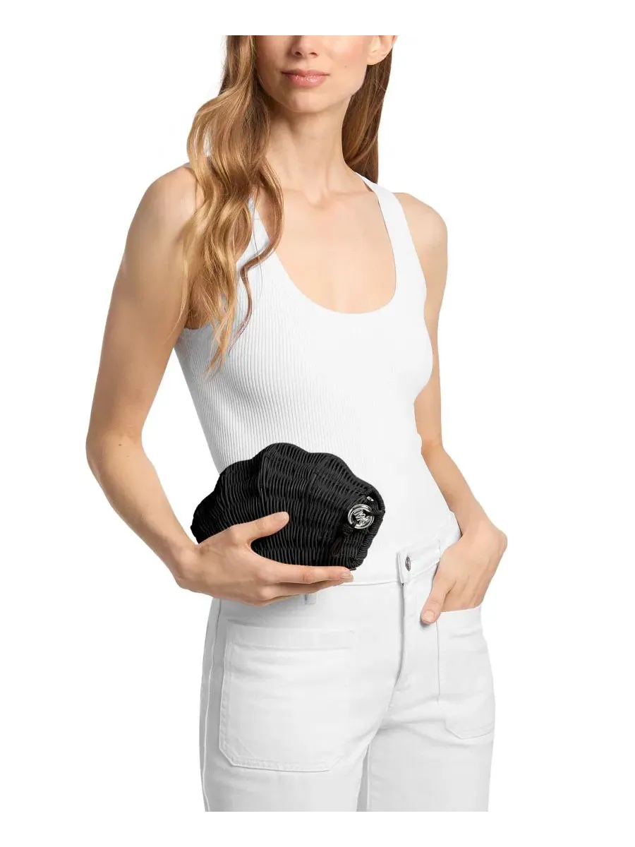 Сумка женская клатч 100% ротанг Michael Kors Shelly Convertible Magnetic Cinched — изображение 2 из 3, черный