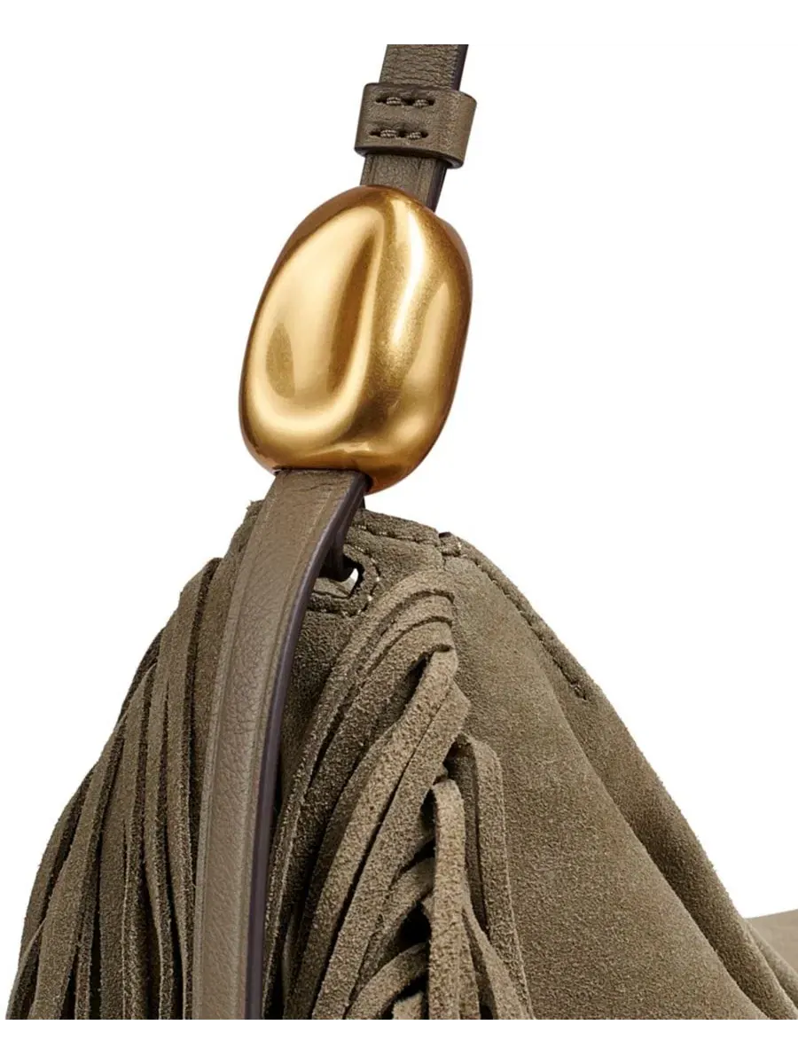 Сумка через плечо с бахромой Large Fringe Shoulder Handbag Donna Karan New York — изображение 5 из 6, трюфель