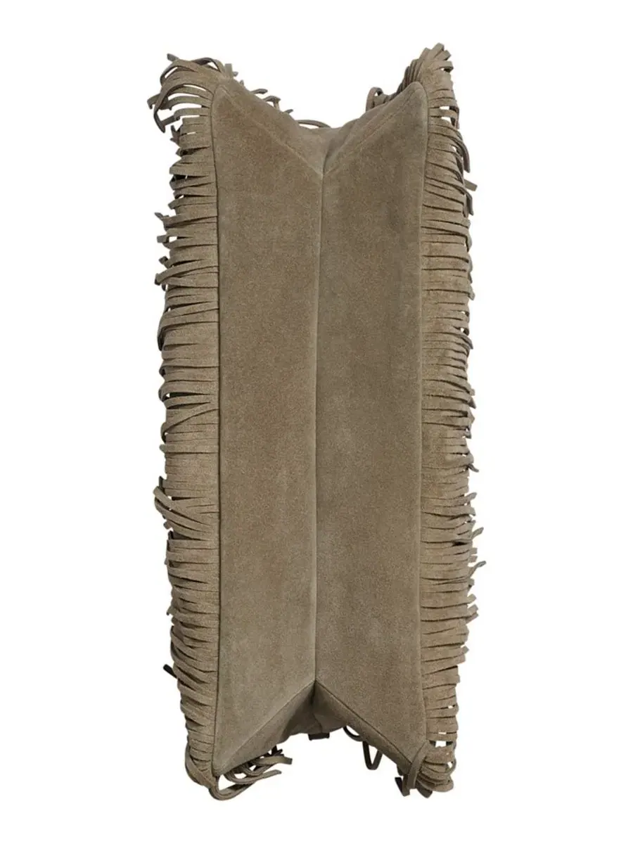 Сумка через плечо с бахромой Large Fringe Shoulder Handbag Donna Karan New York — изображение 6 из 6, трюфель