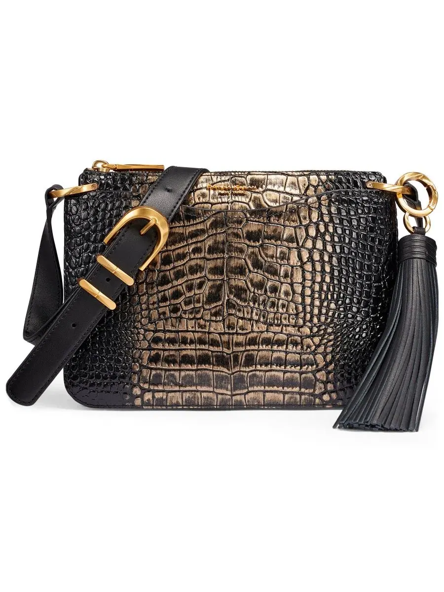 Небольшая кроссбоди-сумка Glenwood Small Crossbody Handbag Donna Karan New York — изображение 1 из 10, черный золотистый