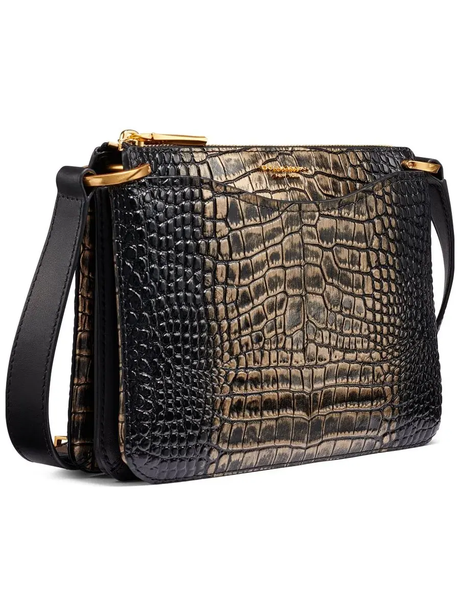 Небольшая кроссбоди-сумка Glenwood Small Crossbody Handbag Donna Karan New York — изображение 3 из 10, черный золотистый