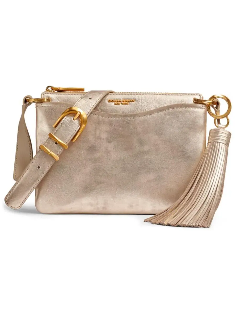 Небольшая кроссбоди-сумка Glenwood Small Crossbody Donna Karan New York — изображение 1 из 10, светлый золотистый