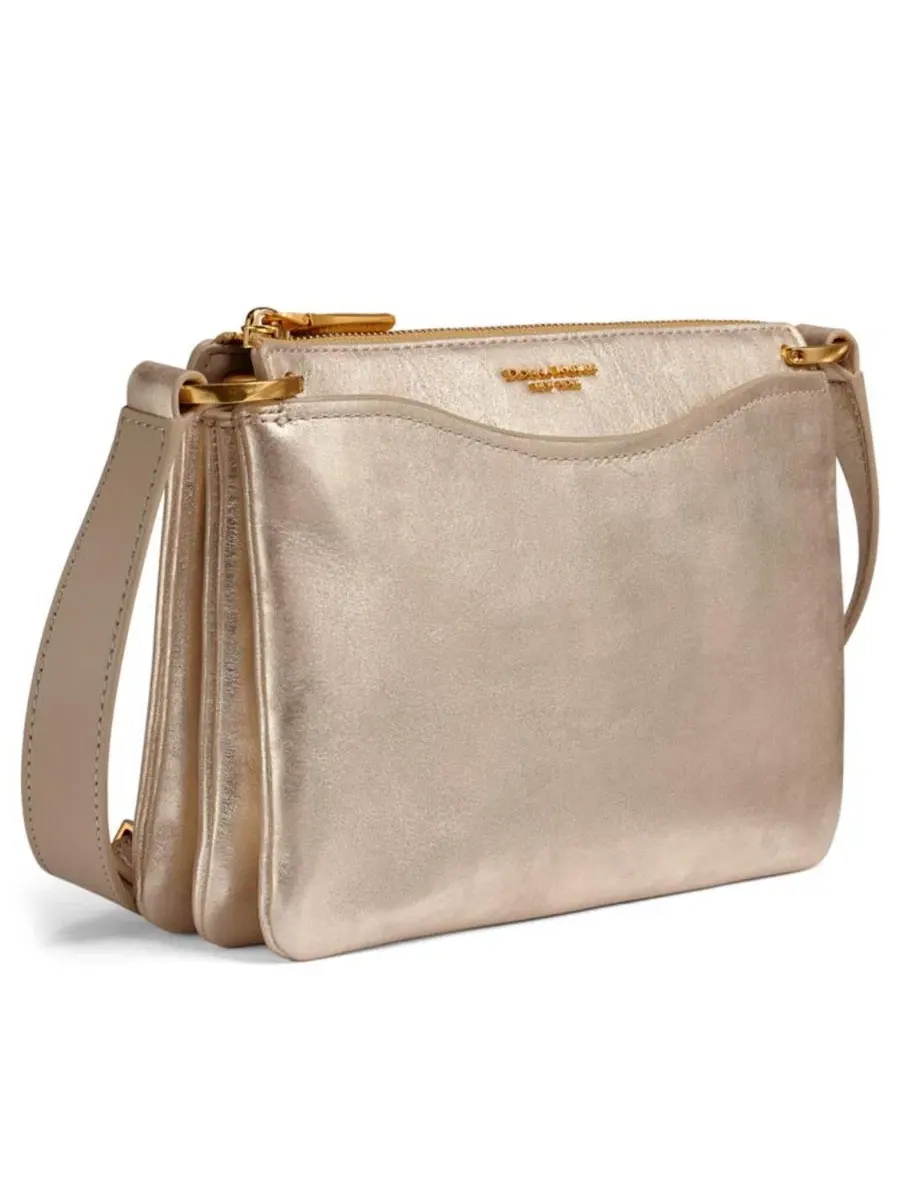 Небольшая кроссбоди-сумка Glenwood Small Crossbody Donna Karan New York — изображение 3 из 10, светлый золотистый