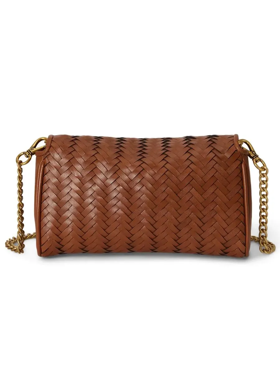 Клатч-кошелек из плетеной кожи с цепочкой Lauren Ralph Lauren — изображение 3 из 7, бежевый