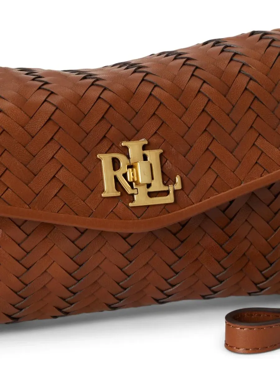 Клатч-кошелек из плетеной кожи с цепочкой Lauren Ralph Lauren — изображение 6 из 7, бежевый