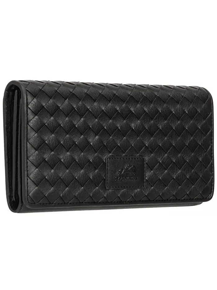 Женская коллекция Basket Weave, защищенный RFID-кошелек тройного сложения Mancini — изображение 2 из 5, черный