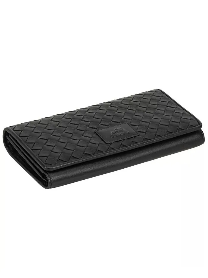 Женская коллекция Basket Weave, защищенный RFID-кошелек тройного сложения Mancini — изображение 5 из 5, черный