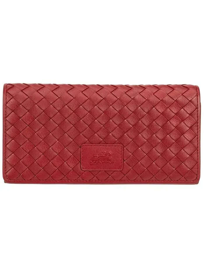 Женская коллекция Basket Weave, защищенный RFID-кошелек тройного сложения Mancini — изображение 1 из 5, красный