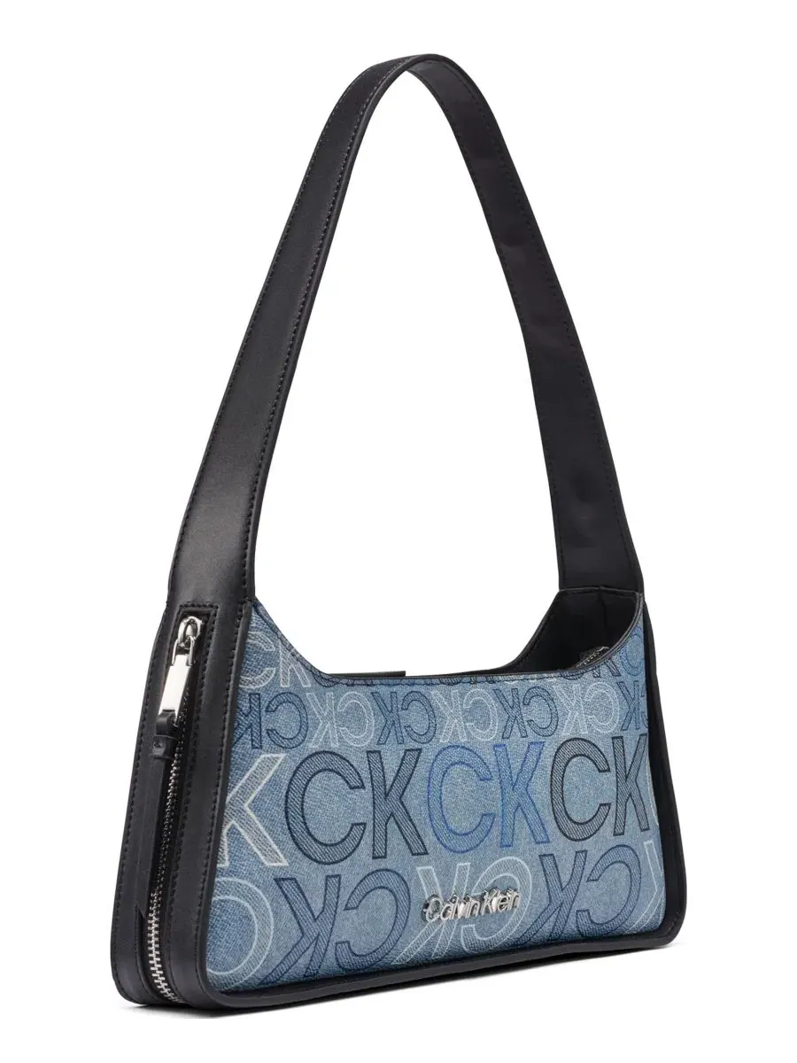 Сумка через плечо средняя Kyren Denim Signature Calvin Klein — изображение 3 из 5, джинсовый синий мульти