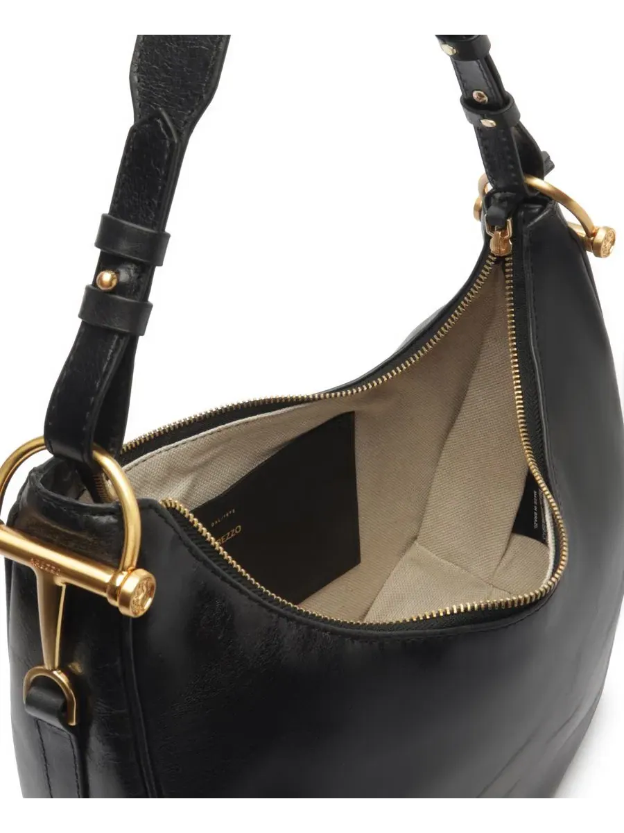 Большая кожаная сумка-хобо Cora Large Leather Hobo Arezzo — изображение 3 из 5, черный