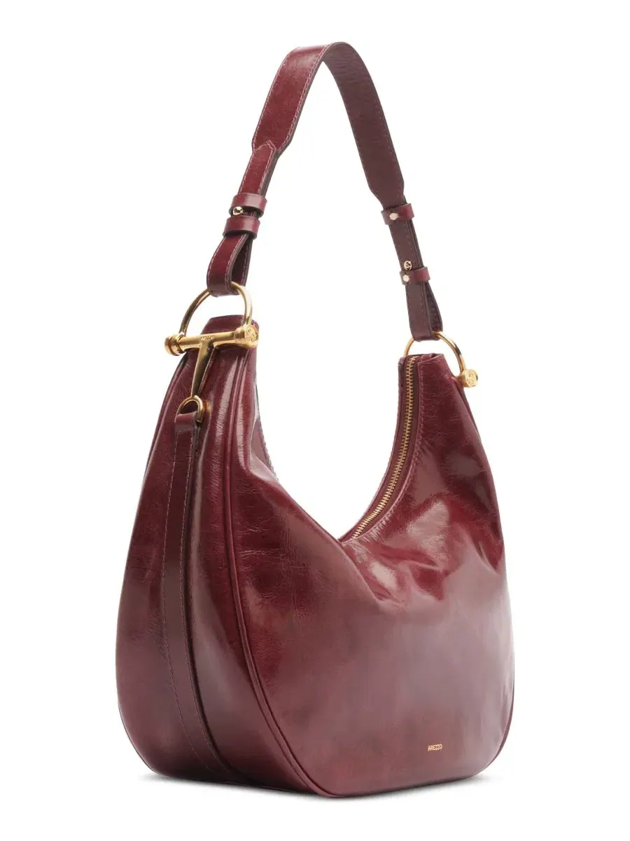 Сумка-хобо из кожи Cora Large Leather Hobo Arezzo — изображение 3 из 4, красный
