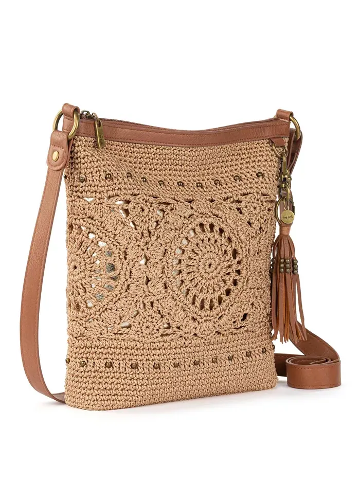 Женская сумка-кроссбоди Lucia Crochet Medium The Sak — изображение 3 из 6, коричневый/бежевый