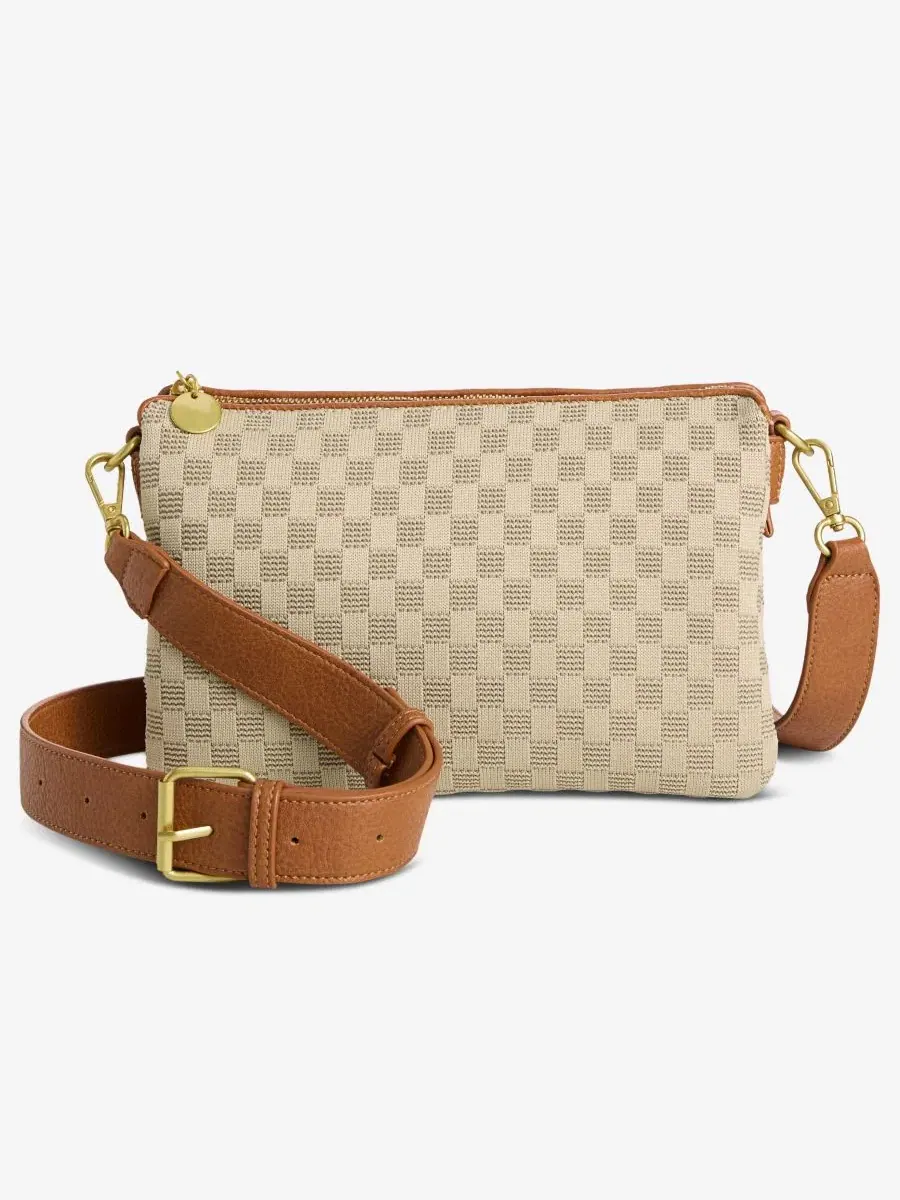 Сумка через плечо с двойным отделением, модель Checkered Soft Knit Double Comp Crossbody Style & Co — изображение 1 из 7