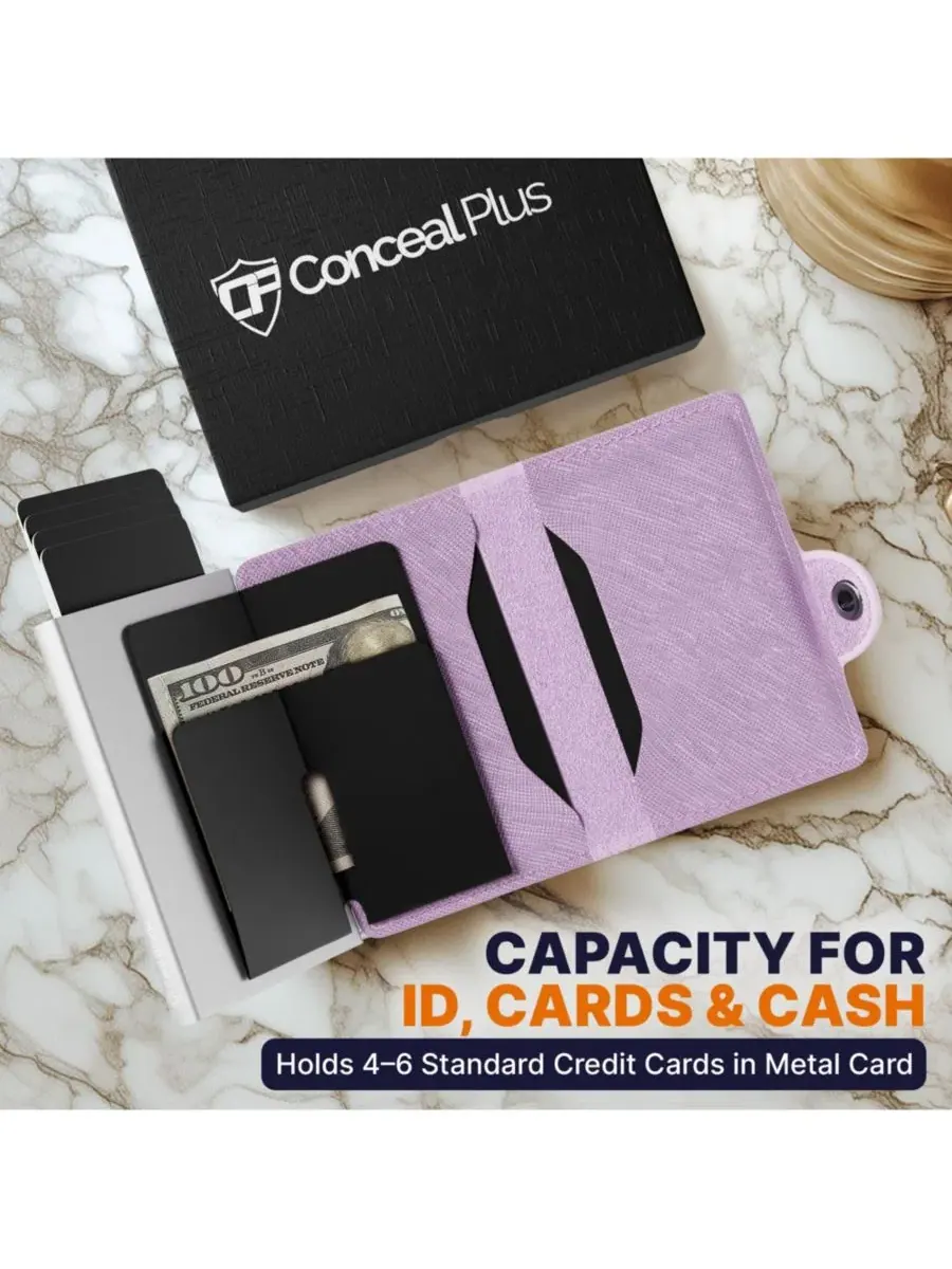 RFID-кошелек-портмоне для женщин - тонкий минималистичный держатель для кредитных карт (вместимость — изображение 4 из 9