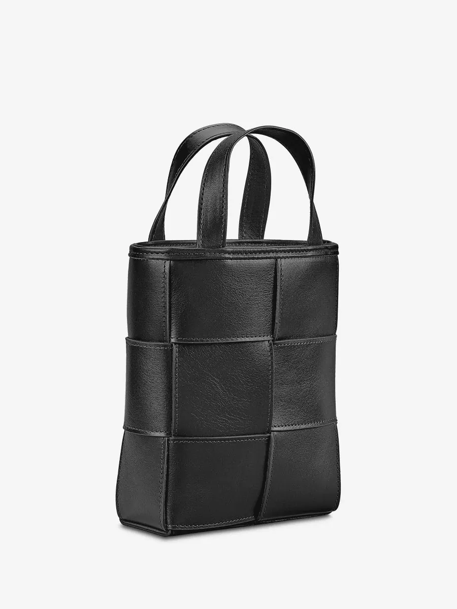 Мини-сумка-шоппер Chloe из плетеной телячьей кожи GiGi New York — изображение 3 из 6, черный