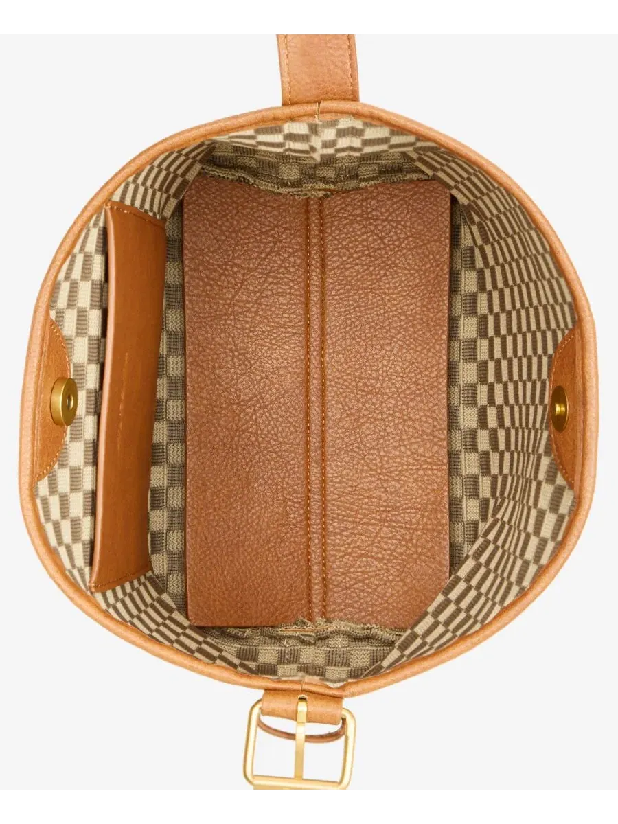 Сумка-хобо из мягкого трикотажа в клетку Style & Co — изображение 5 из 7, бежевый