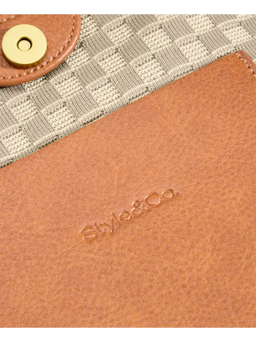 Сумка-хобо из мягкого трикотажа в клетку Style & Co — изображение 6 из 7, бежевый