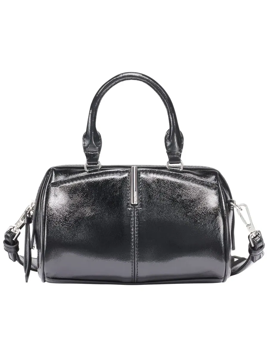 Мини-сумка через плечо Genevieve Patent Mini Crossbody Handbag Calvin Klein — изображение 1 из 8, черный/серебристый