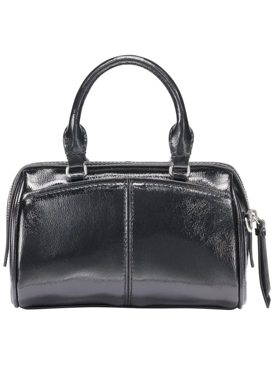 Мини-сумка через плечо Genevieve Patent Mini Crossbody Handbag Calvin Klein — изображение 2 из 8, черный/серебристый