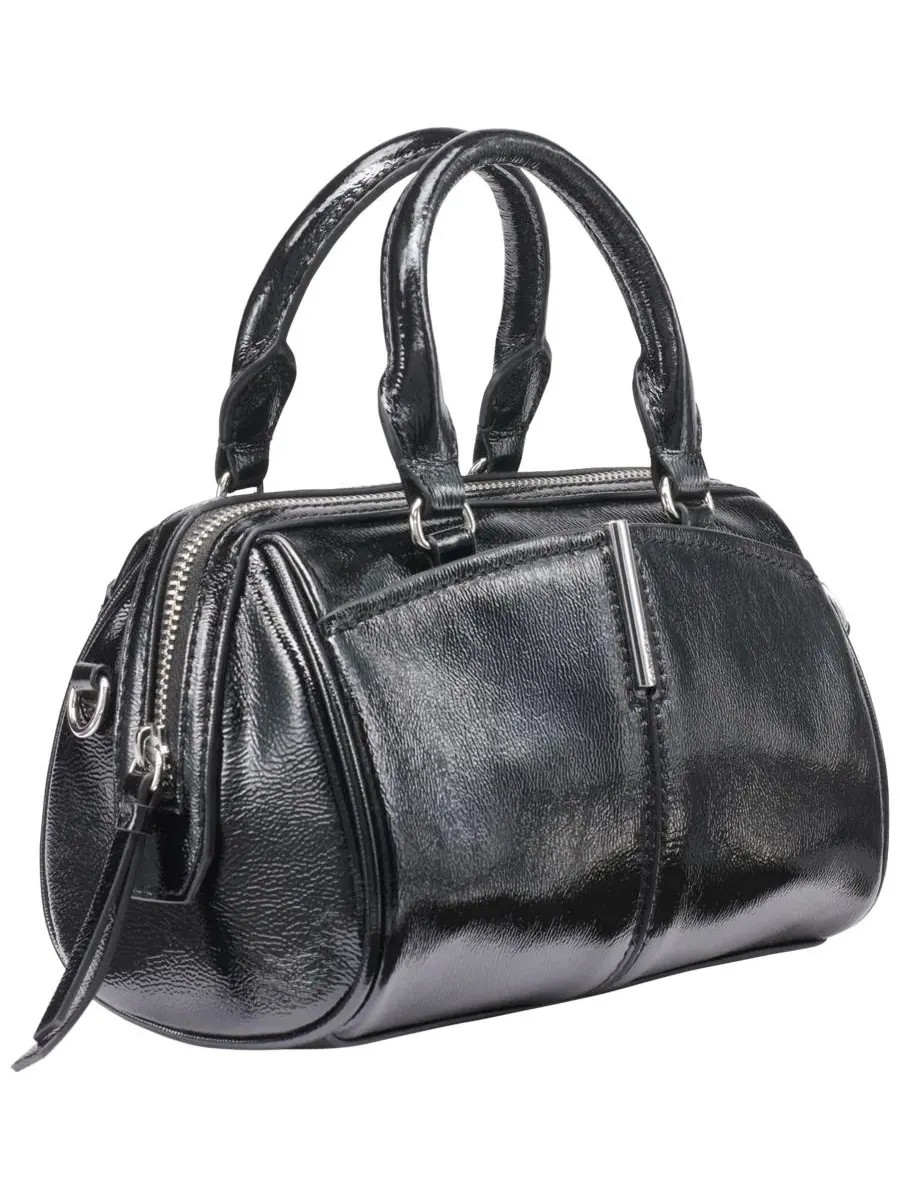 Мини-сумка через плечо Genevieve Patent Mini Crossbody Handbag Calvin Klein — изображение 3 из 8, черный/серебристый