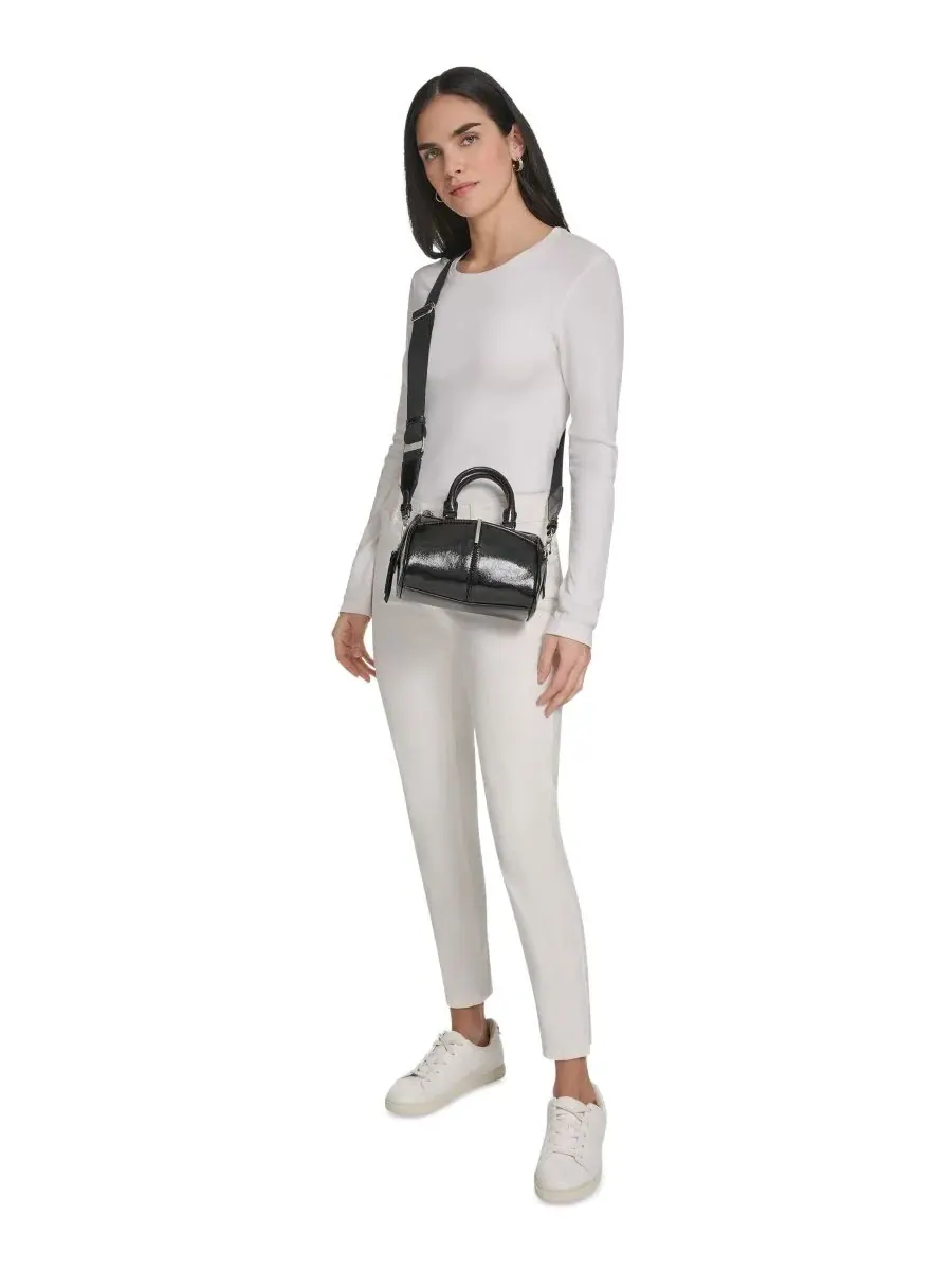 Мини-сумка через плечо Genevieve Patent Mini Crossbody Handbag Calvin Klein — изображение 7 из 8, черный/серебристый