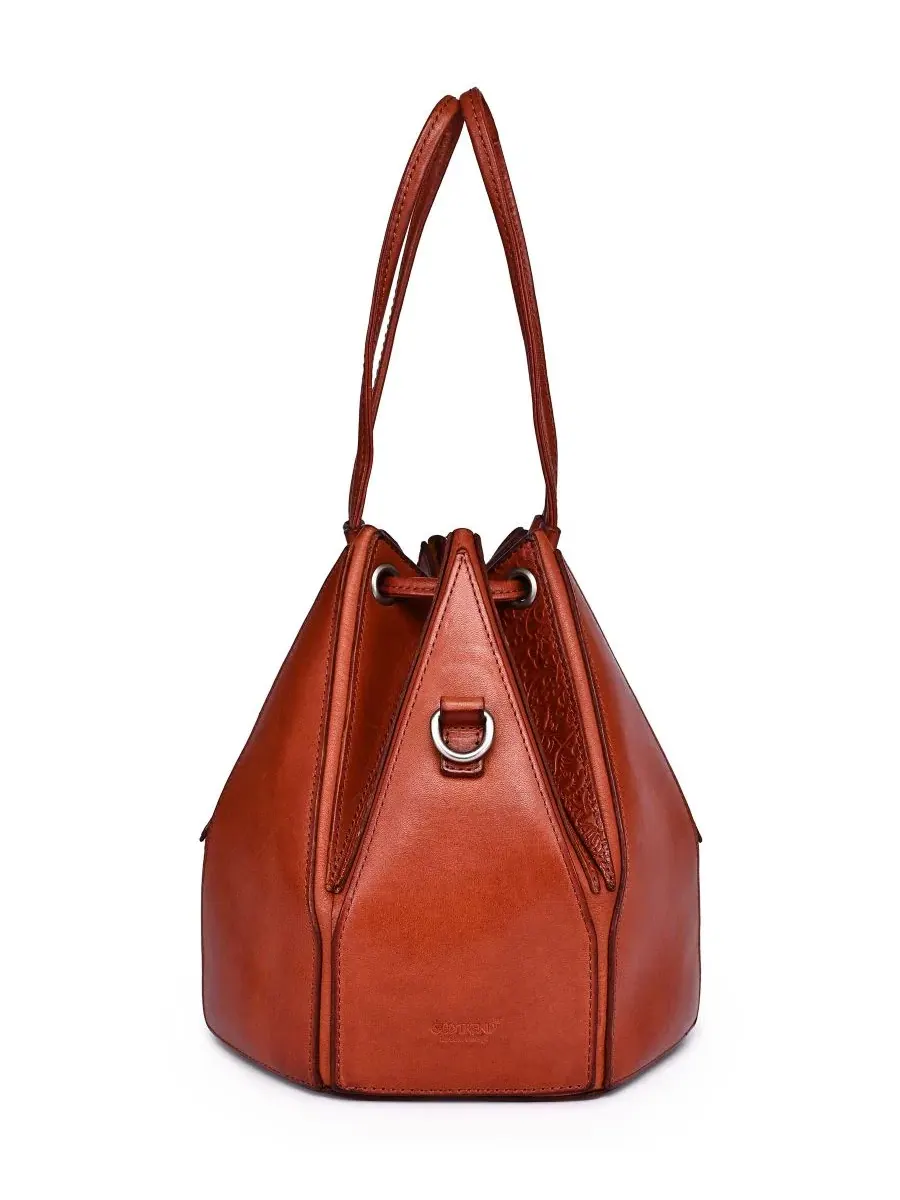 Сумка-трансформер Prism Mini Convertible Bucket Crossbody Handbag Old Trend — изображение 4 из 7, коньячный коричневый