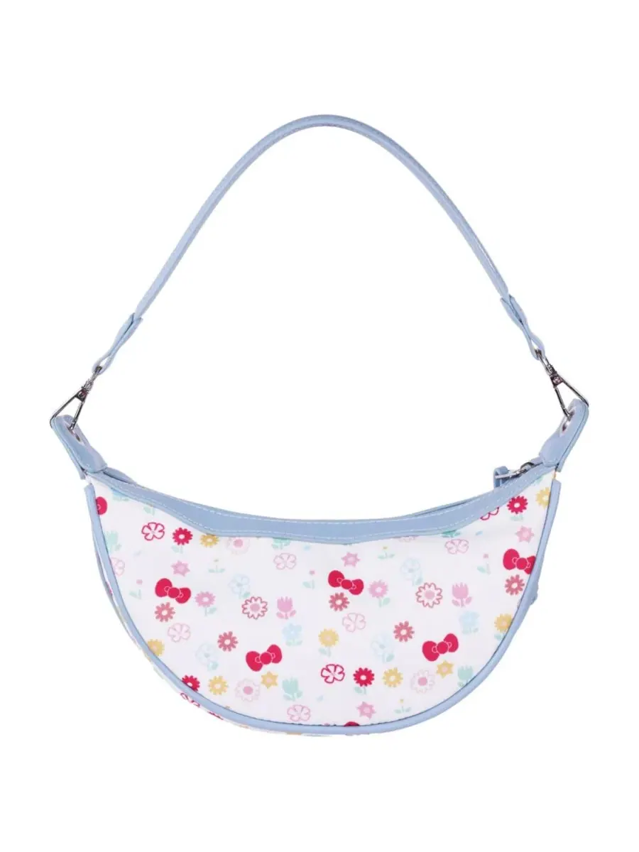 Сумка через плечо с принтом Hello Kitty Floral Print Top Zip Shoulder Bag Sanrio — изображение 3 из 8, белый