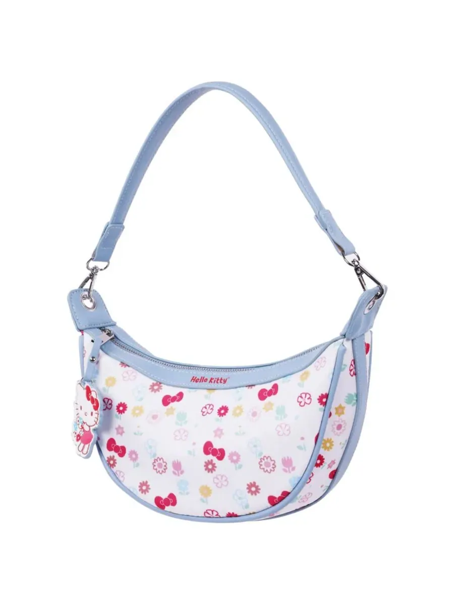 Сумка через плечо с принтом Hello Kitty Floral Print Top Zip Shoulder Bag Sanrio — изображение 4 из 8, белый