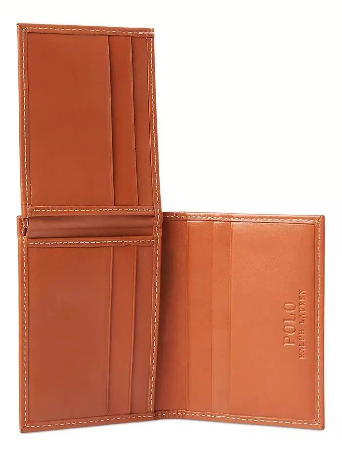 Мужской бумажник из полированной кожи Polo Ralph Lauren — изображение 2 из 4, коричневый