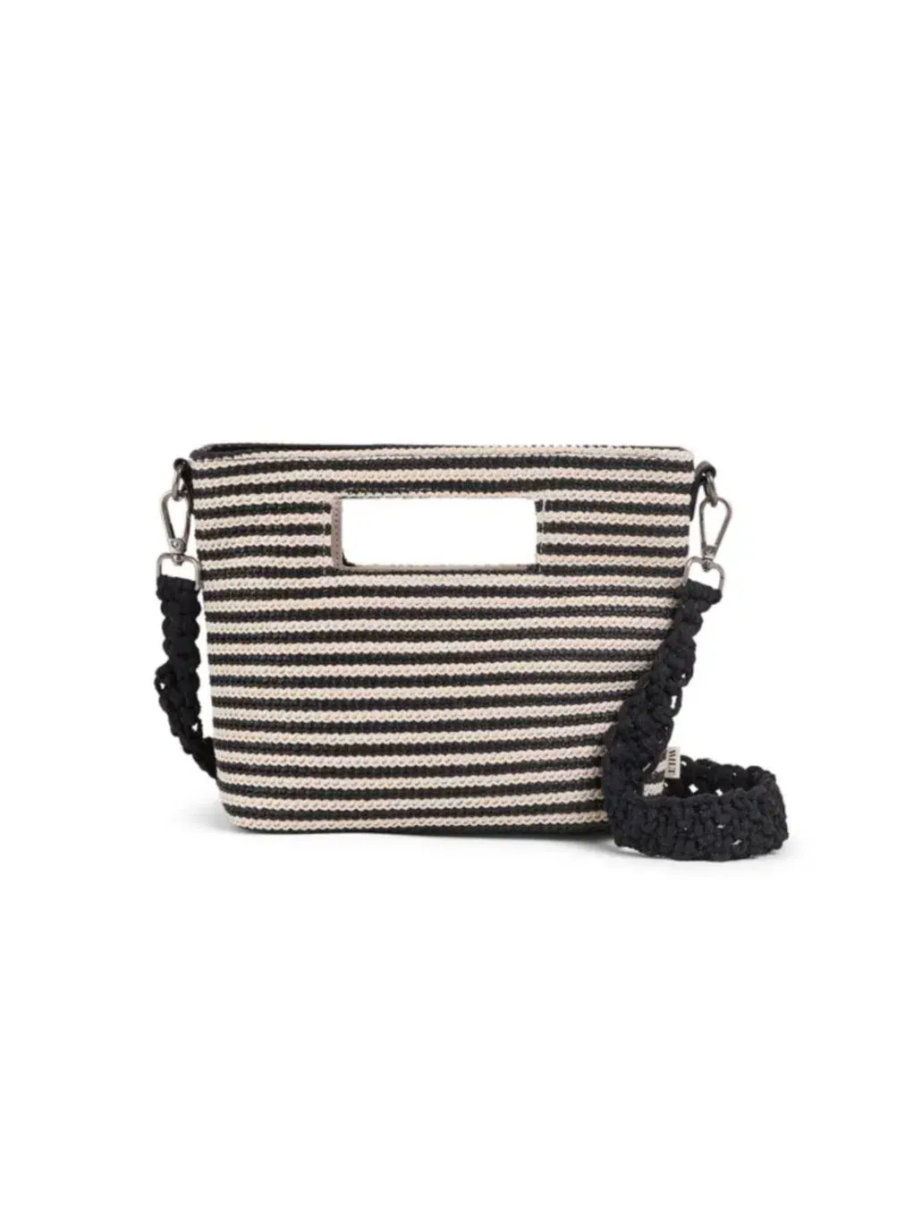 Мини-тоут из трикотажной соломки с принтом, модель Palermo Mini Tote WILT — изображение 1 из 6, черный