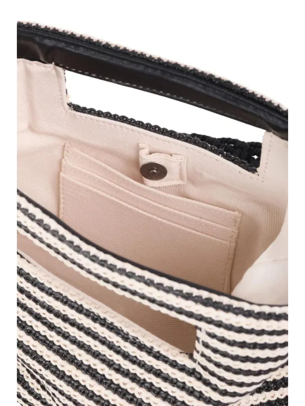 Мини-тоут из трикотажной соломки с принтом, модель Palermo Mini Tote WILT — изображение 3 из 6, черный