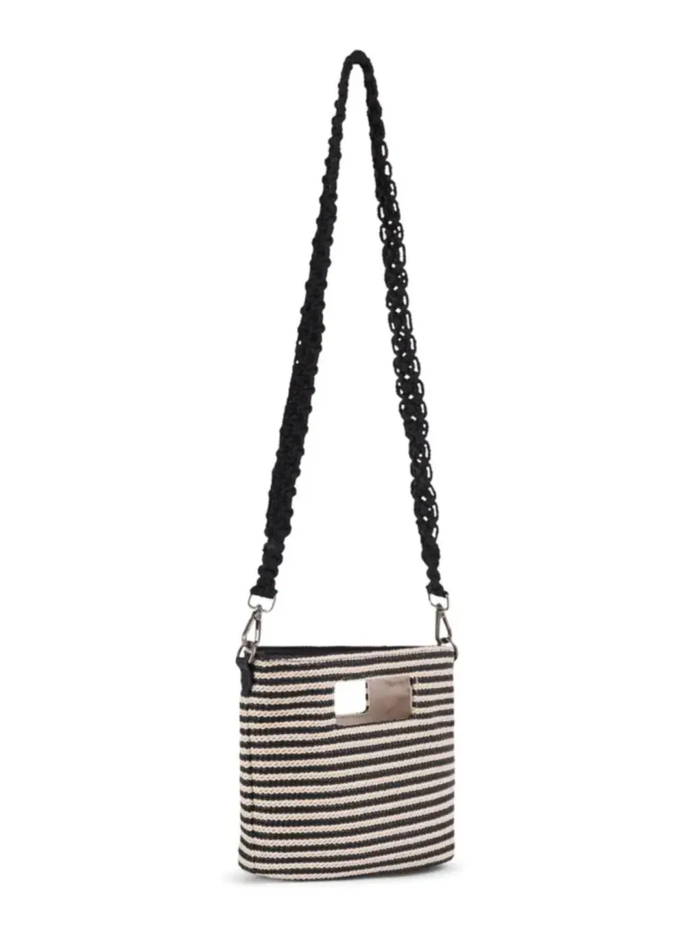 Мини-тоут из трикотажной соломки с принтом, модель Palermo Mini Tote WILT — изображение 4 из 6, черный