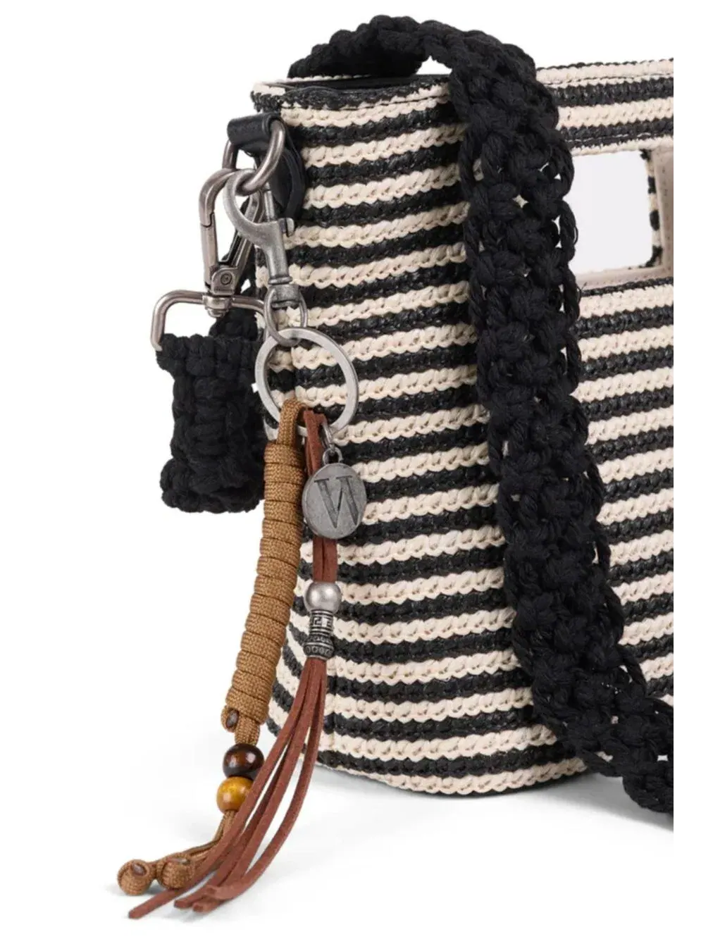 Мини-тоут из трикотажной соломки с принтом, модель Palermo Mini Tote WILT — изображение 5 из 6, черный