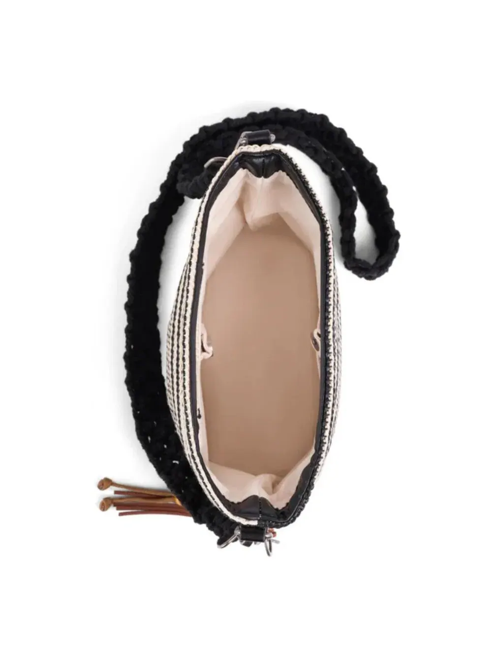 Мини-тоут из трикотажной соломки с принтом, модель Palermo Mini Tote WILT — изображение 6 из 6, черный
