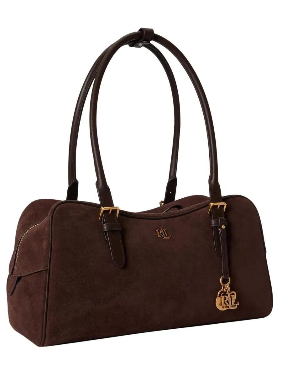Сумка-сатчел с подвесками, из кожи, Marcy Zipper Suede Charms Large Satchel Lauren Ralph Lauren — изображение 4 из 5
