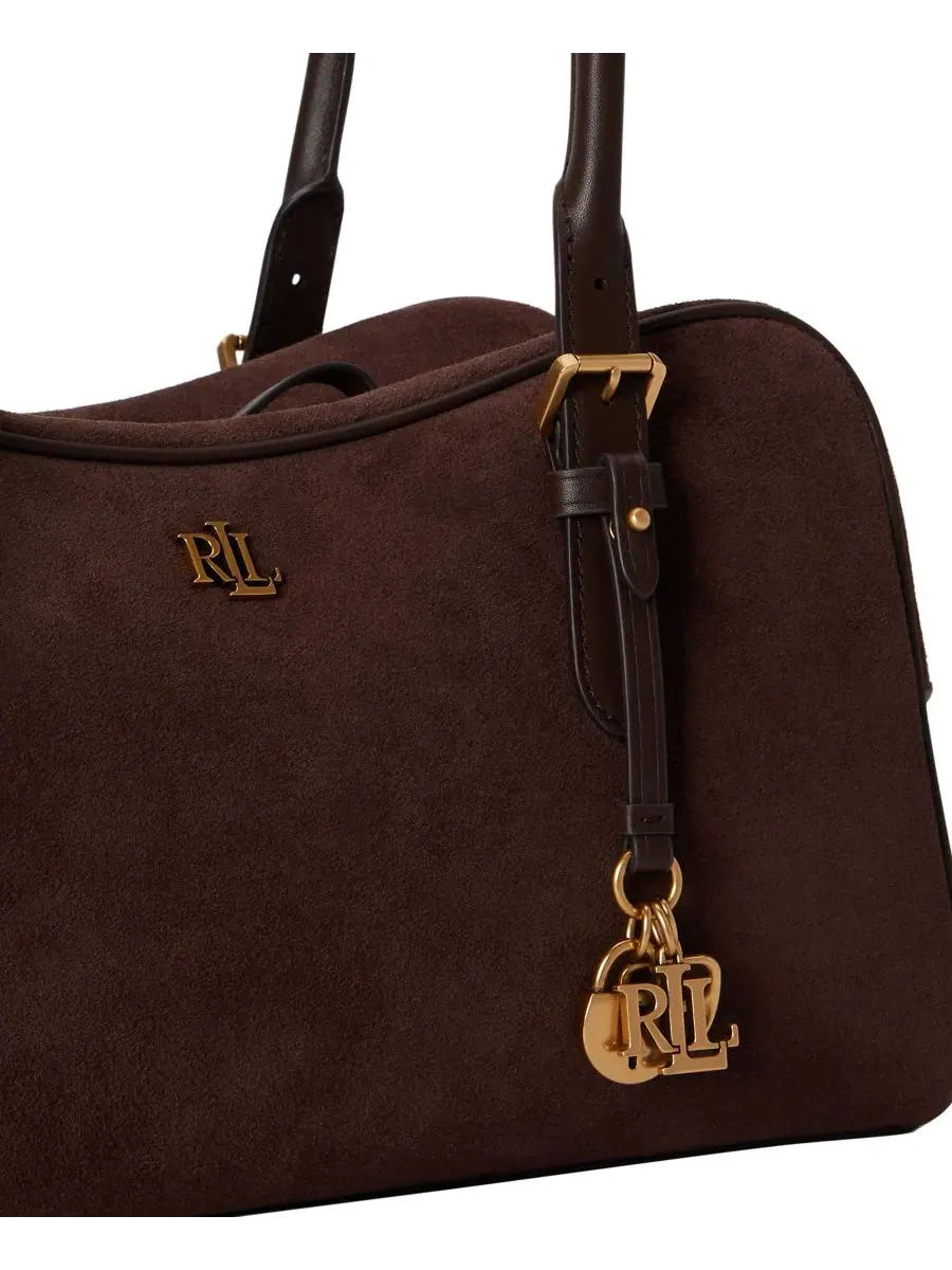 Сумка-сатчел с подвесками, из кожи, Marcy Zipper Suede Charms Large Satchel Lauren Ralph Lauren — изображение 5 из 5