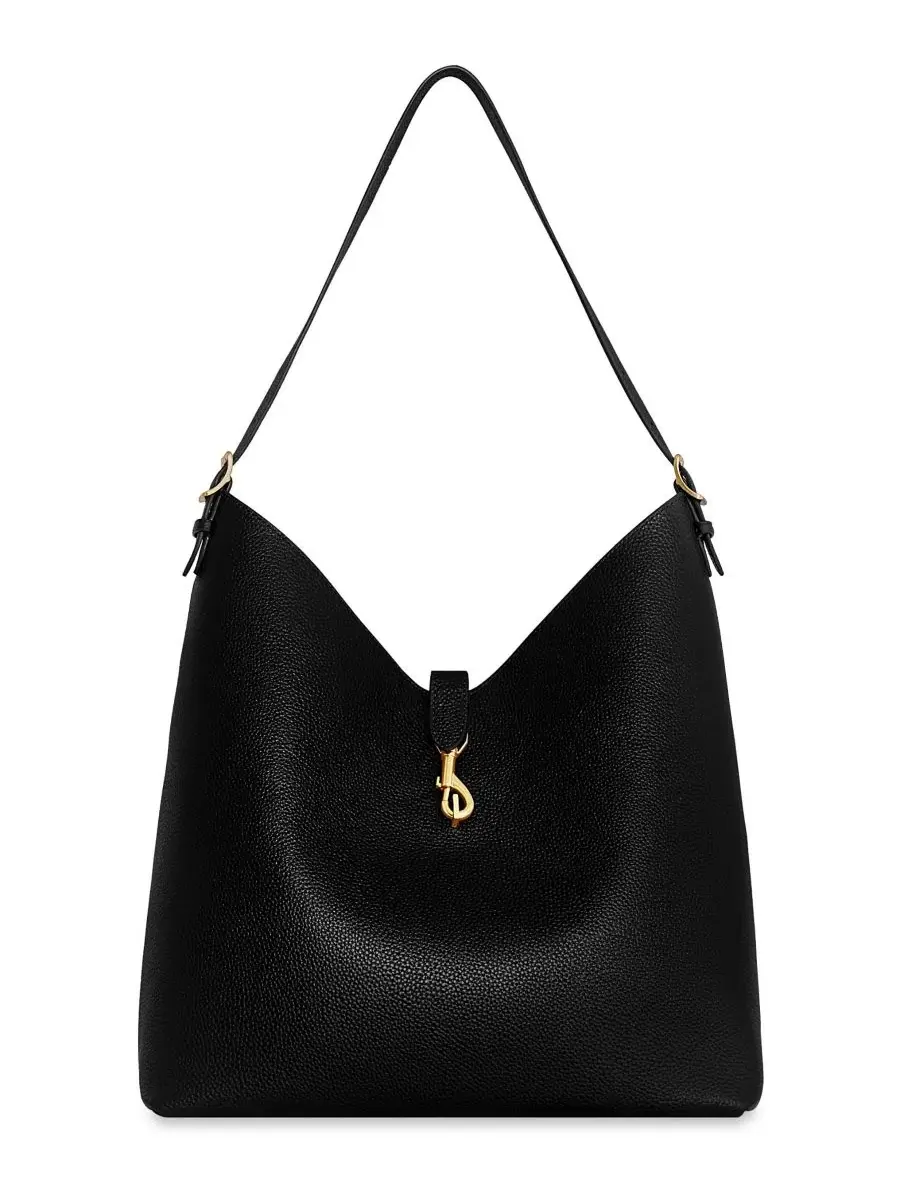 Сумка-хобо из кожи, большая, Megan Rebecca Minkoff — изображение 1 из 3, черный