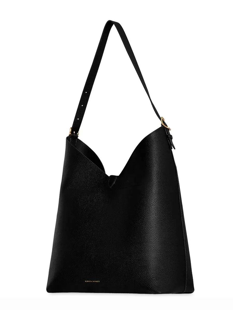 Сумка-хобо из кожи, большая, Megan Rebecca Minkoff — изображение 2 из 3, черный
