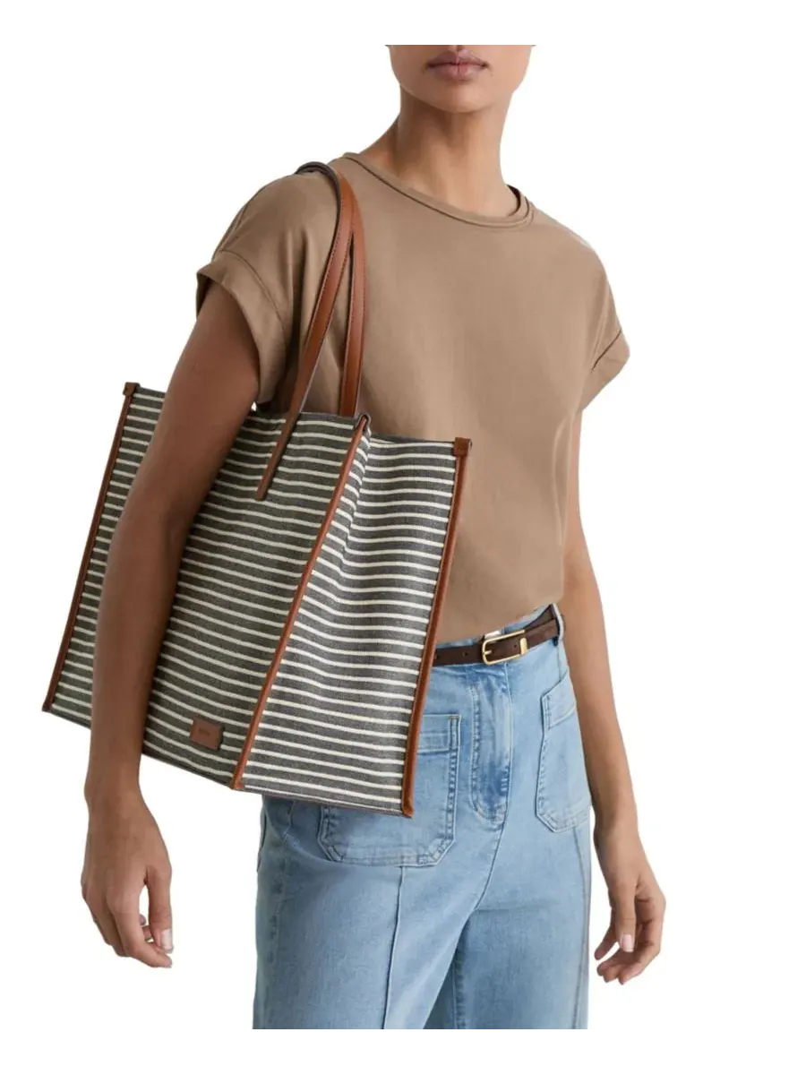 Сумка-шопер Sacha Stripe Canvas REISS — изображение 3 из 5, темно-синий