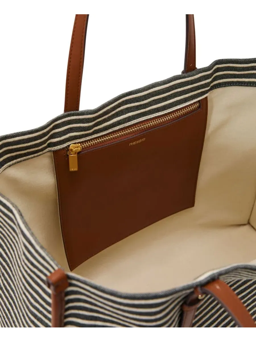 Сумка-шопер Sacha Stripe Canvas REISS — изображение 5 из 5, темно-синий