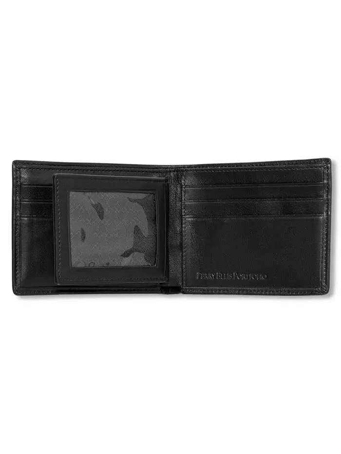 Мужской кожаный кошелек Gramercy с двумя отделениями Perry Ellis Portfolio — изображение 2 из 3, черный