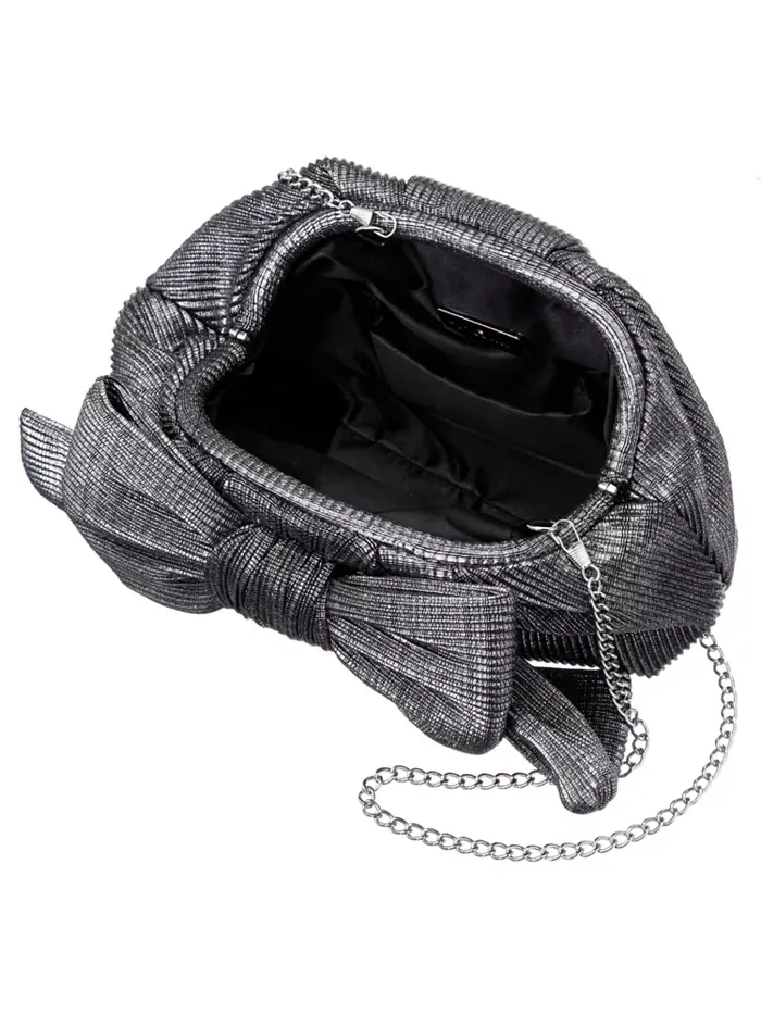 Складчатая металлизированная магнитная сумочка-клатч Frame Magnetic Clutch Nina — изображение 4 из 7, серый