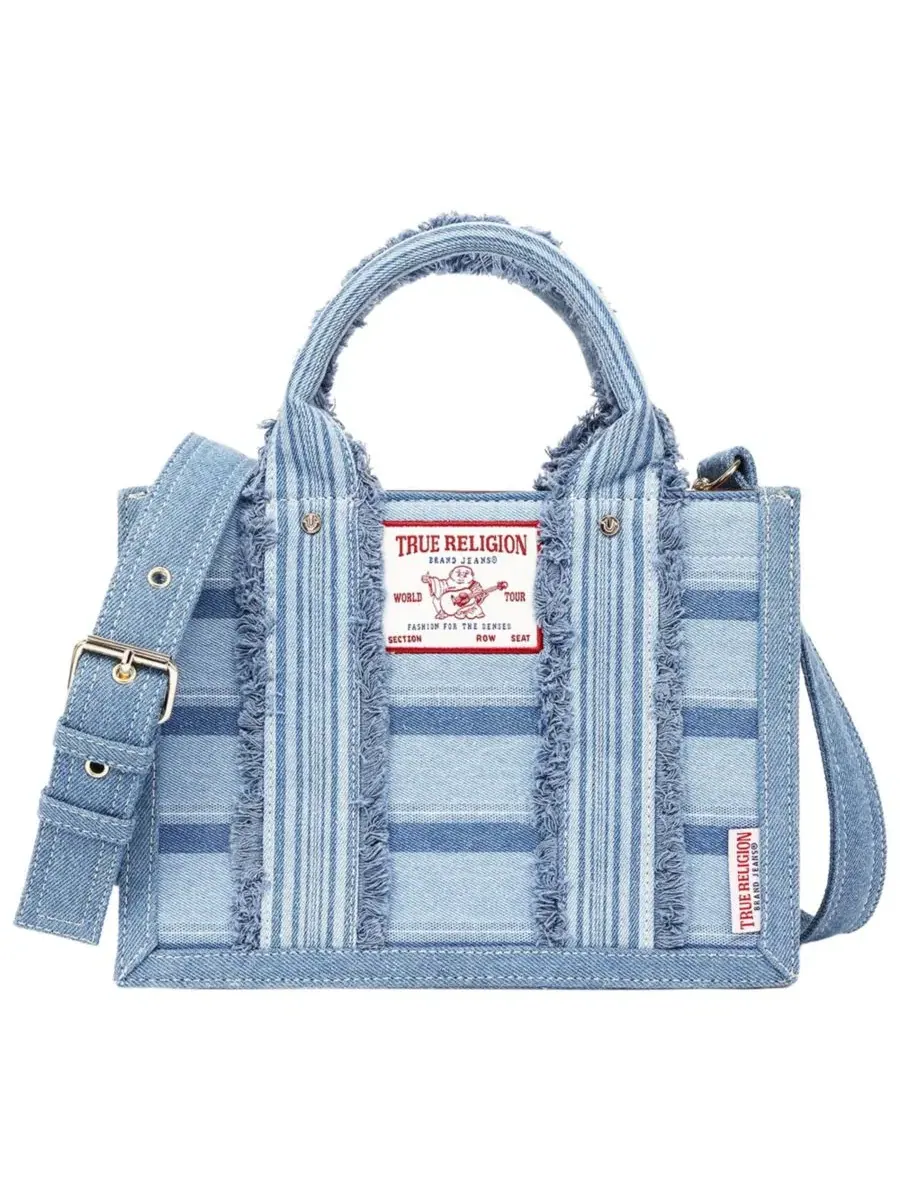 Сумка-шопер с принтом в полоску Multi-Stripe Modern Tote True Religion — изображение 1 из 6, джинсовый синий/синий