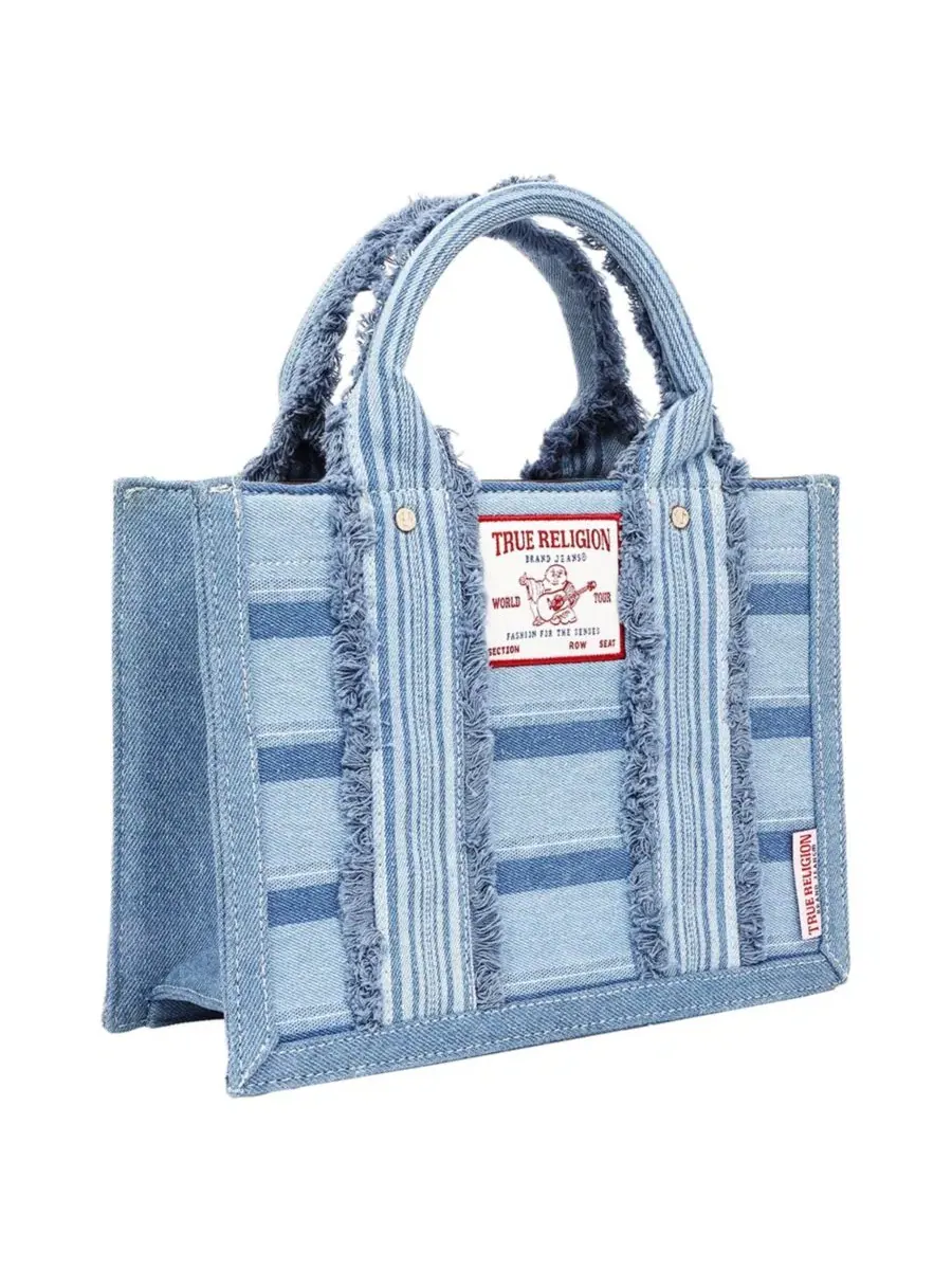 Сумка-шопер с принтом в полоску Multi-Stripe Modern Tote True Religion — изображение 2 из 6, джинсовый синий/синий