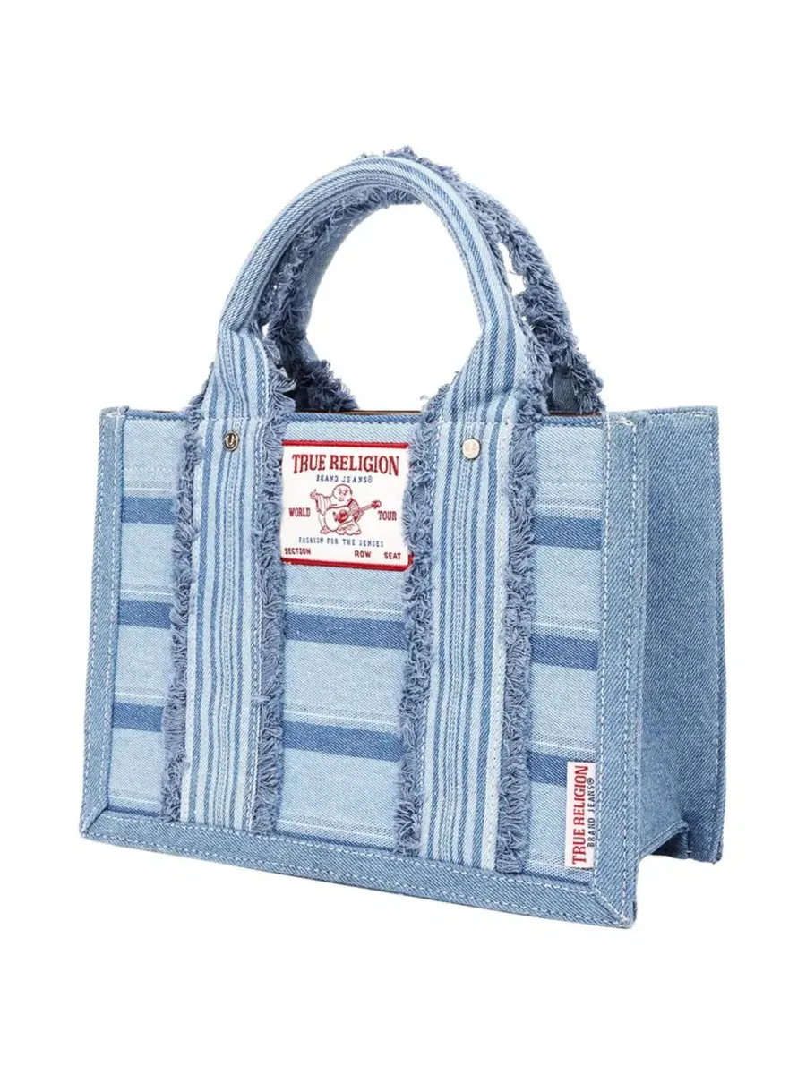 Сумка-шопер с принтом в полоску Multi-Stripe Modern Tote True Religion — изображение 3 из 6, джинсовый синий/синий
